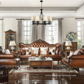 Baroque Lounge Carved Genuine Leather Sofa Set